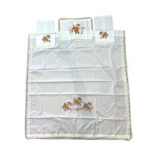 Vintage 70's White Crib Sheet Sets with Hand Painted Lambs .